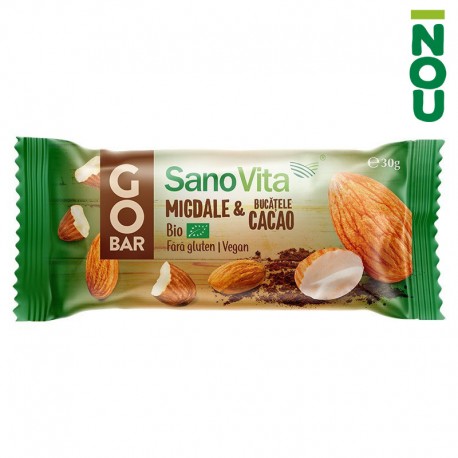 GOBAR BATON BIO DE FRUCTE CU MIGDALE ȘI BUCĂȚELE CACAO 30G